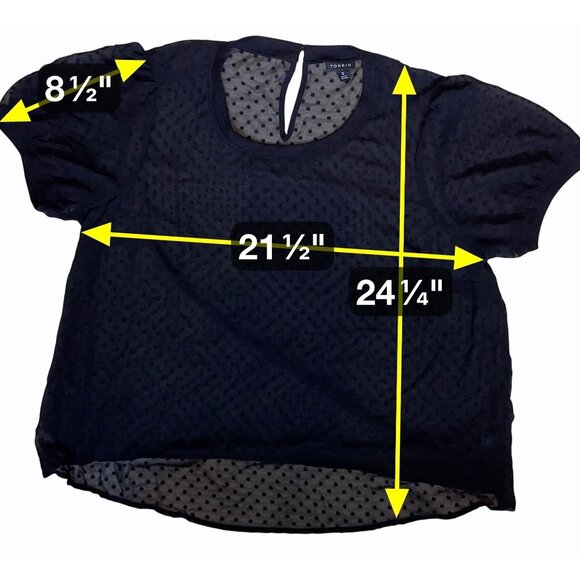 Torrid Sheer Black Dotted Puff Sleeve Swiss Dot Blouse Size 0/Large Women's Top - Picture 11 of 11